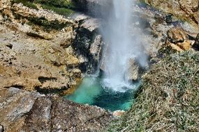 waterfall in the mountains in Slovenia