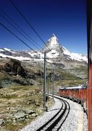 view from the train to the top in matterhorn in the alps