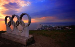 picture of the stone olympic games sign