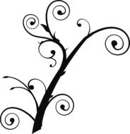 curly tree branch, line art