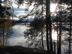 lake landscape in the evening in Finland