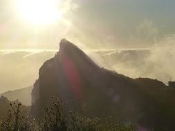 Sun over the mountains of the Canary Islands