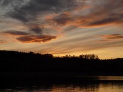 orange sunset on the lake