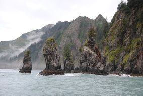 impressive rocks on coast, usa, alaska