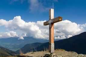 wooden cross on a mountain in Austria