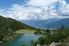 peaceful lake in the alpine mountains
