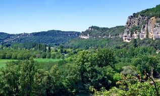 scenic landscape on a background of mountains in the Dordogne