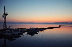 romantic sunrise in the port