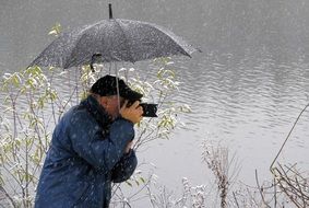 photographer takes a picture of lake