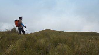 man on a mountain in ecuador