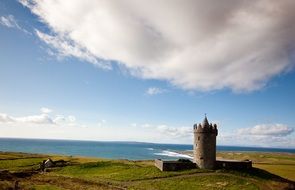 Castle on scenic coast, ireland