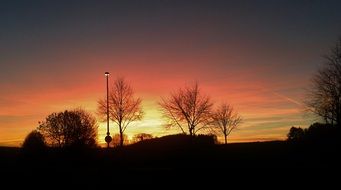 pink sunset afterglow in the evening sky