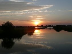 landscape of idyllic sunset over the river