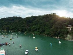 Boats on the lake in Taipei, Taiwan