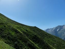 green grassy mountains