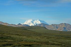 Denali is a two-headed mountain in the south of central Alaska