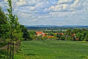 distant view of the village among the picturesque nature in Germany