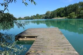 wooden pier lake landscape