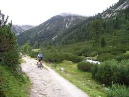 man on a mountain bike in a beautiful place