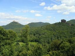 scenic forests and mountains in the background of the cloudy sky in Germany