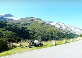 motorcycle on a mountain road in switzerland