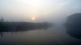 Fog over the lake in the morning