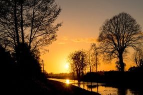 evening sunset sky at the river