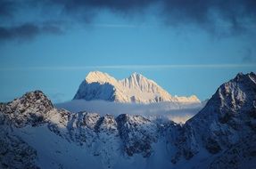Mountain peaks in snow