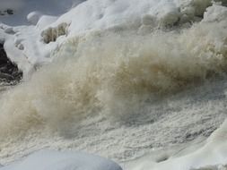 water flow in the river in winter