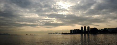cityscape in the morning near the sea