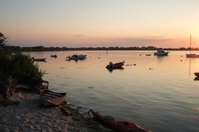 Boat on the shore at dusk