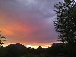 bright sunset over the picturesque landscape