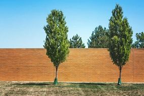 red brick wall in garden park