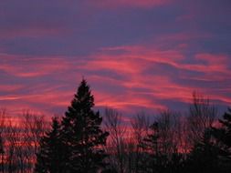 red sky over Acadia National Park