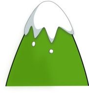green mountain with snow on top, illustration