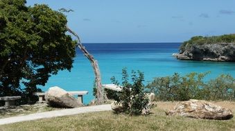 blue water off the coast of curacao