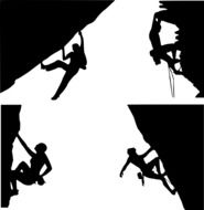 rock climbing, set of sports icons, silhouettes