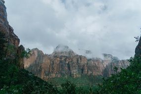 landscape mountains canyon green cliffs