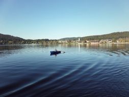 landscape of rower on the lake