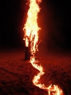 Fire on a beach