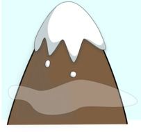 Brown mountain with snow on a peak