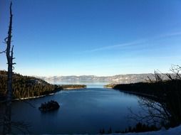 Lake Tahoe in the winter with quiet water