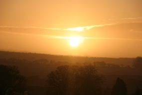 yellow sunset over picturesque nature