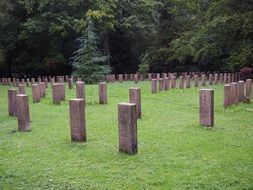 landscape of gravestones in the cemetery