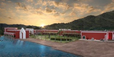 hotel at sunset in the mexican city of san pancho
