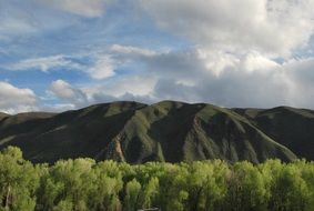 scenic landscape of green mountains