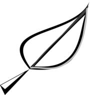 drawing of a leaf in black outline