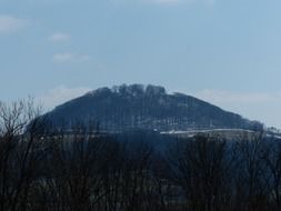 hohenstaufen, forested mountain at winter, germany
