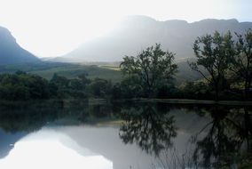 mystical landscape, lake in the forest