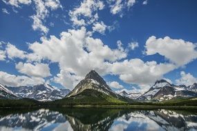 Landscape with the lake and the mountains